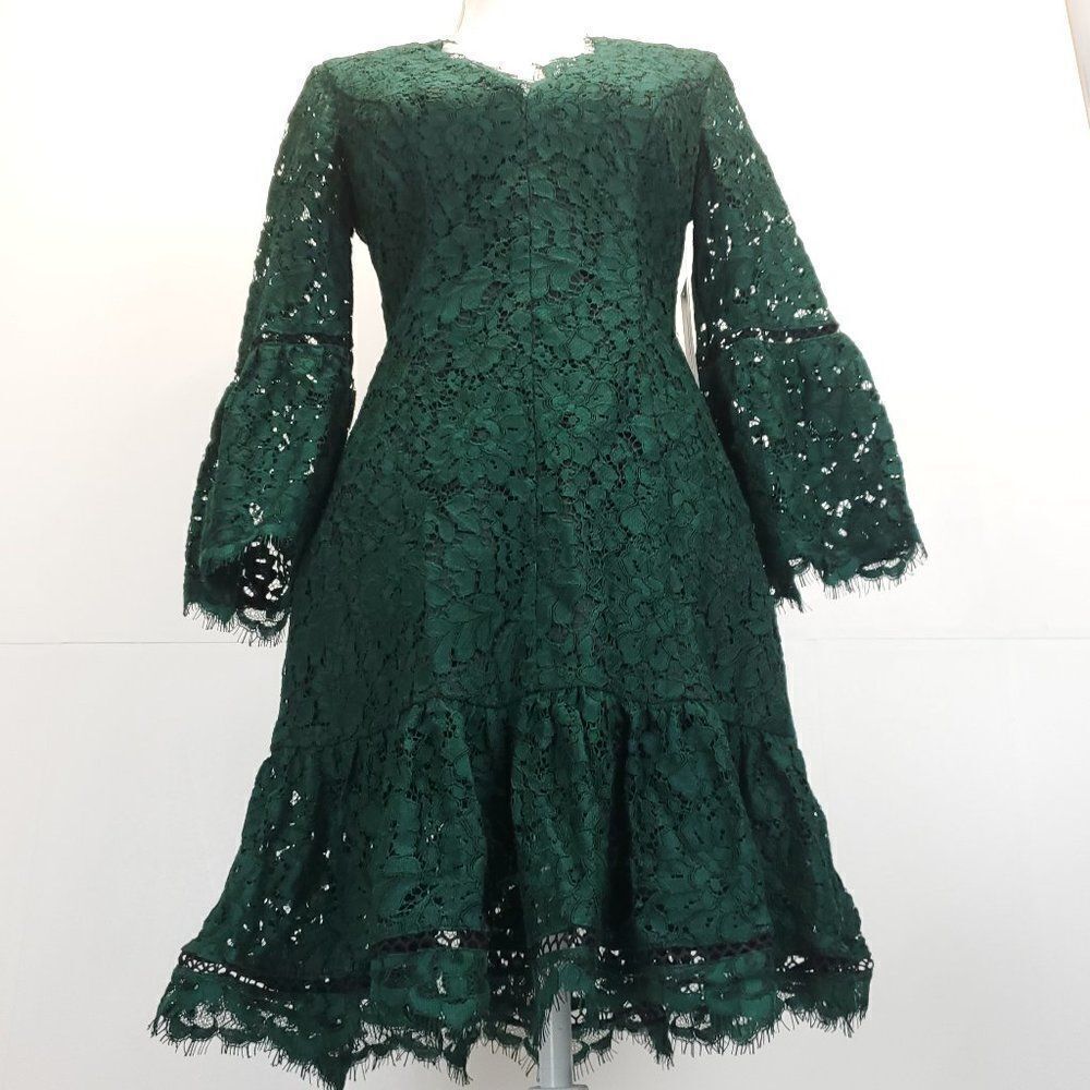 Eliza J Green Bell Sleeve Lace Mini Dress J-0238f1.6 - Picture 8 of 13